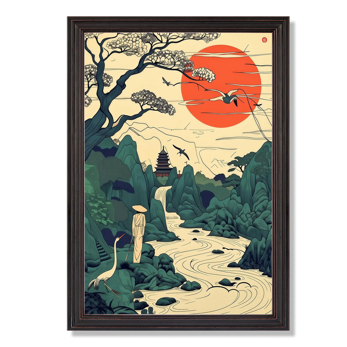 Retro Japanese Ukiyo (Black 04 / 8"L x 10"W)