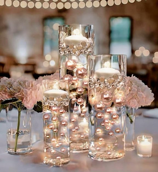 100 Floating Rose Gold Pearls (Rose Gold / 100 Pearls & Gems+LightsWarmWhite)