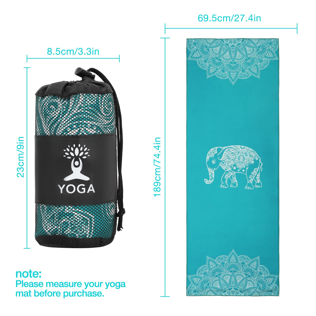 Yoga Towel for Hot Yoga Mat (Lake Blue)