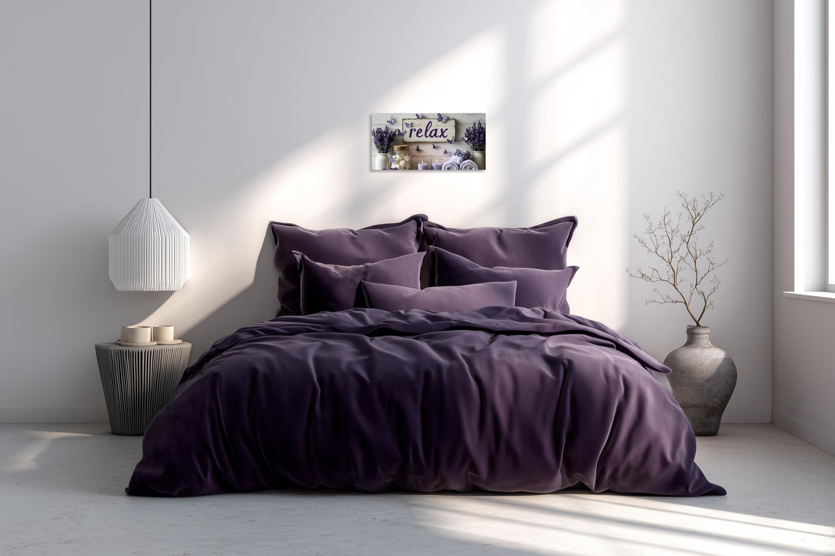1 Panel Purple Wall Art Purple Bathroom Canvas Wall Decor Relax Soak Canvas Art Butterfly Floral Print Poster Artwork Bathroom Washroom Painting Pictures Ready to Hang 16"x32" (32"L x 16"W / Purple Flower 17)