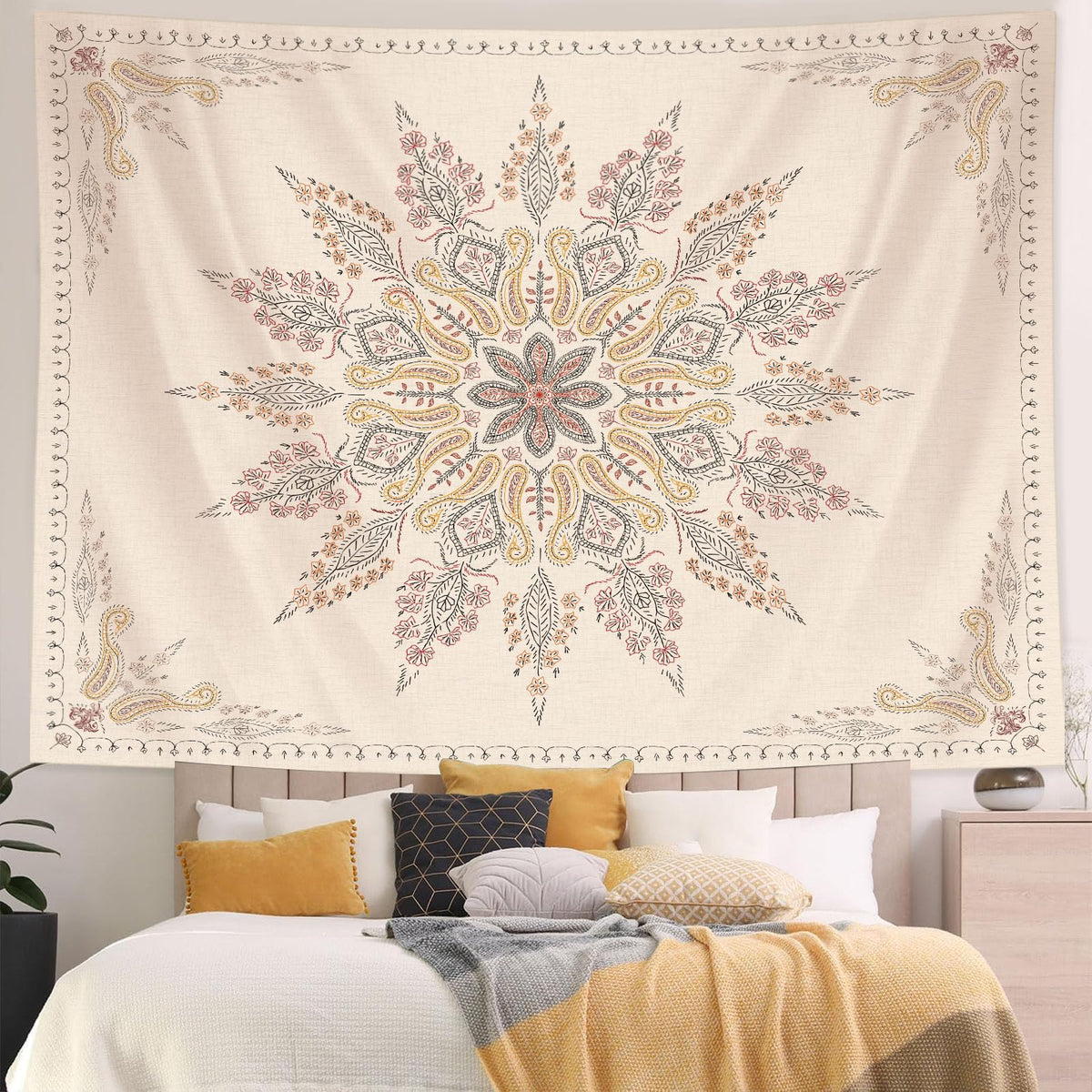 Bohemian Tapestry Wall Hanging (80"L x 60"W / WhiteSimple)