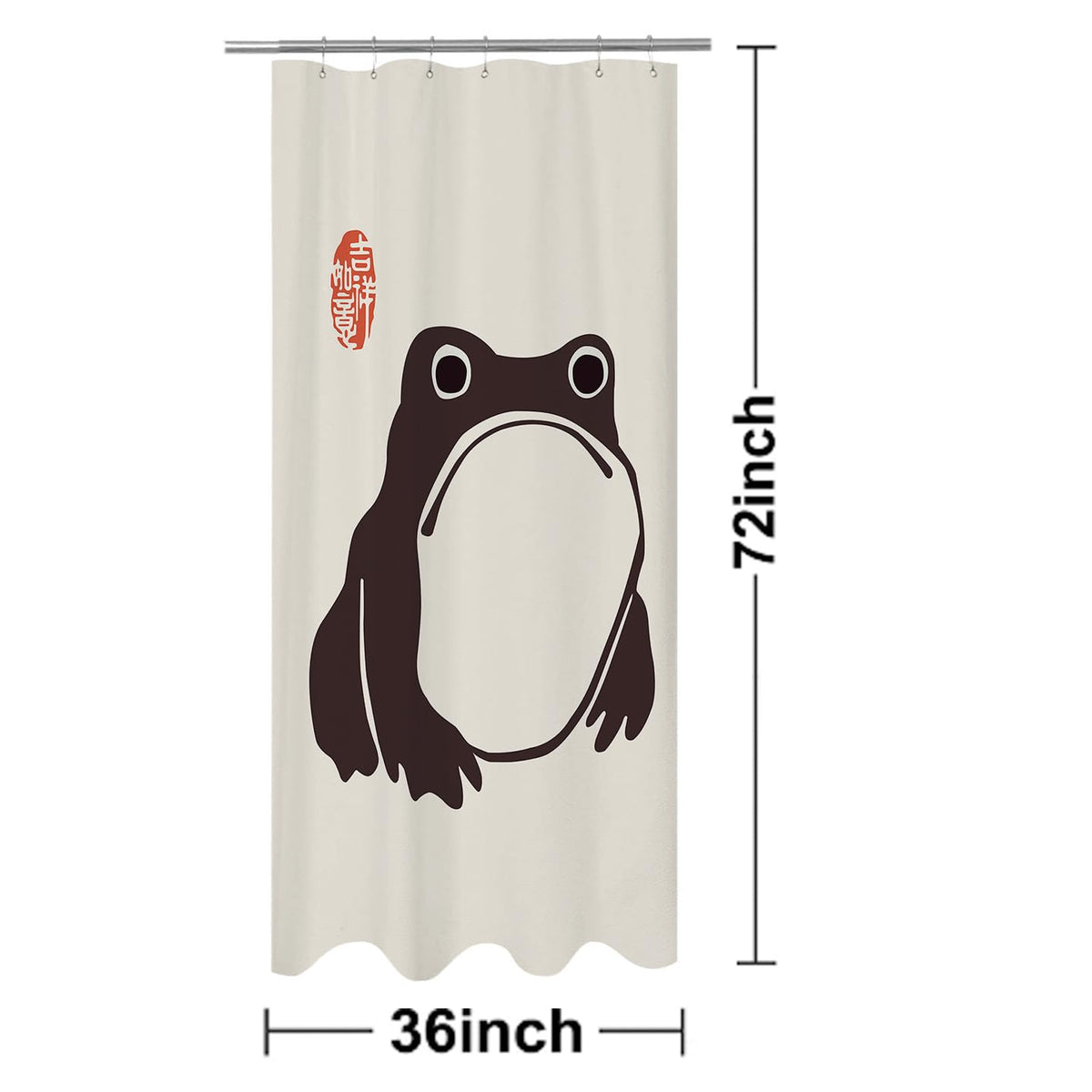 Unimpressed Frog Stall Shower Curtain Ink Cute Funny Asian Style Traditional Japanese 36x72 inch Art Bath Curtain Waterproof and Fabric Curtain for Bathroom (Frog / 36"W x 72"L (Pack of 1))