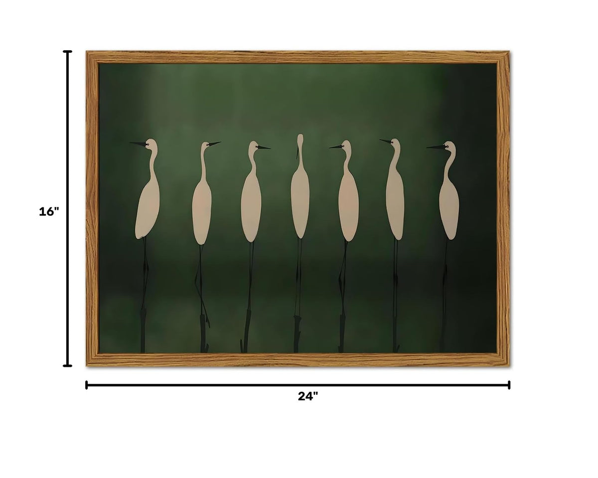 Framed Japanese Cranes Wall Art (Flying Cranes / 24"L x 16"W)