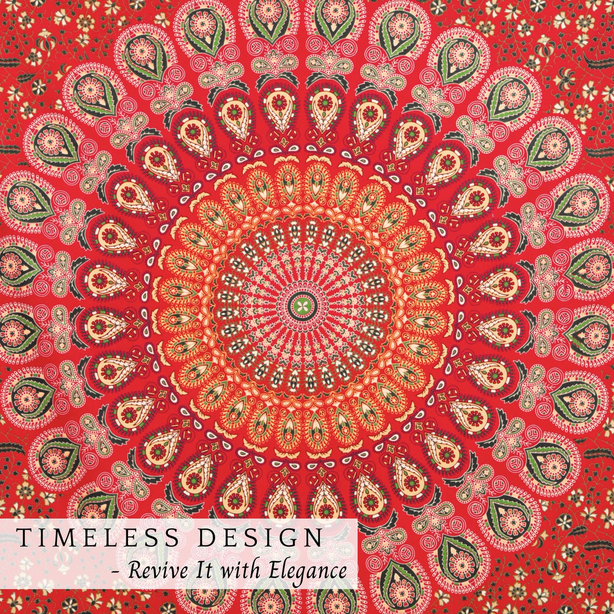 Mandala Wall Hanging Tapestry for Bedroom and Living Room Decor with Peacock Pattern Indian Boho Bohemian Small Tapestries Golden Red 60x50 Inches (Golden Red / 60"L x 50"W)