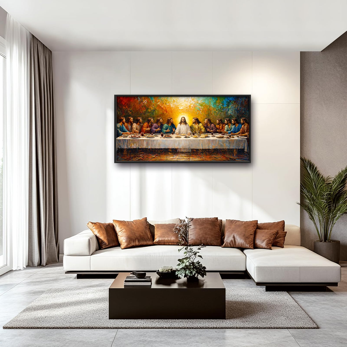 Large Framed The Last Supper Wall Art (The Last Supper / 60"L x 30"W)