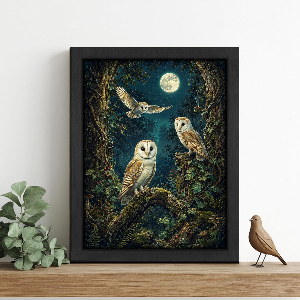 Barn Owl Decor Wall Art (Wall Art Framed 41 / 20"L x 16"W)