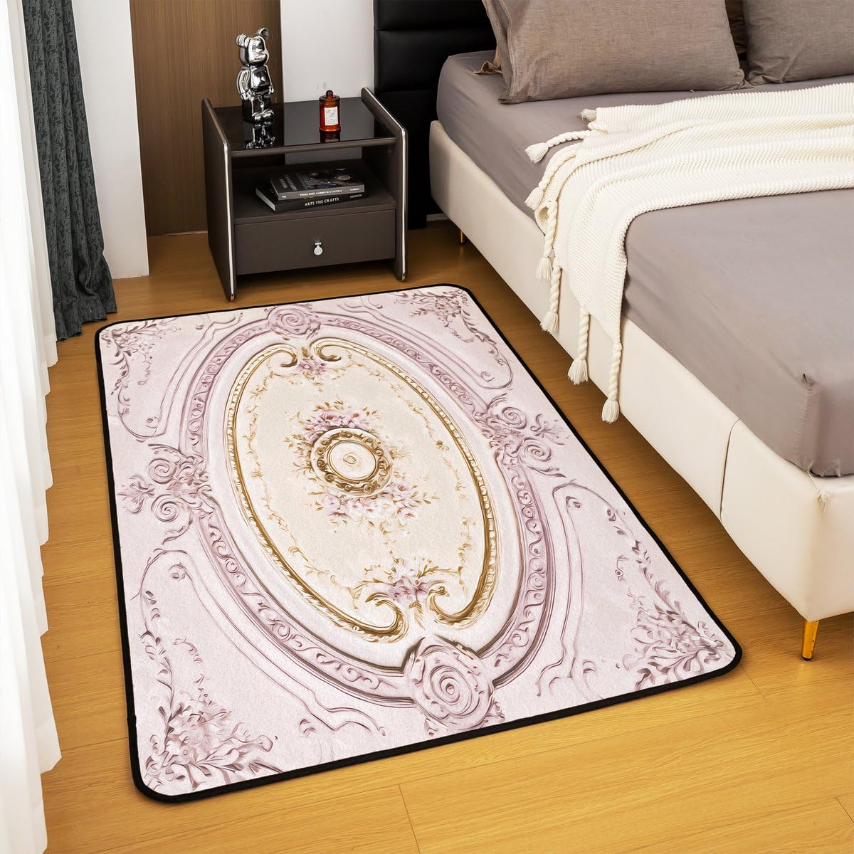 Light Pink Large Area Rug 5x7 Antique Decor Boho Floral Living Room Rug (Light Pink / 4'11" x 6'6" (Rectangular))