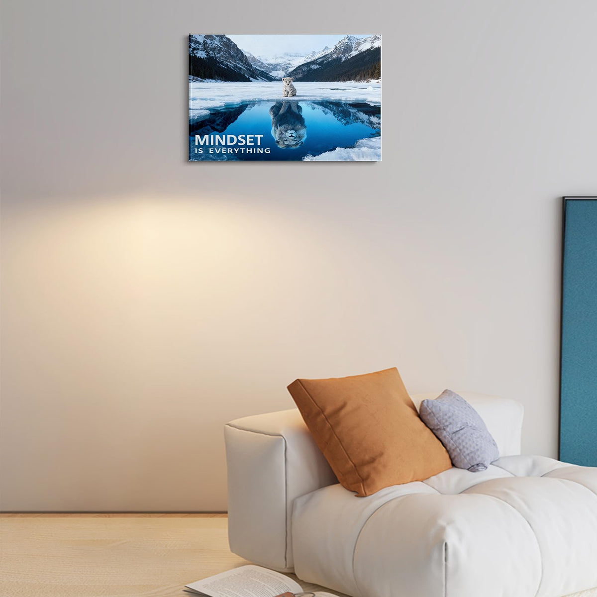 Inspirational Canvas Painting Mindset Is Everything Wall Art Lion Wall Art Mindset Motivational Animals Prints Poster for Bathroom (1p-South / 24L" x 36W")