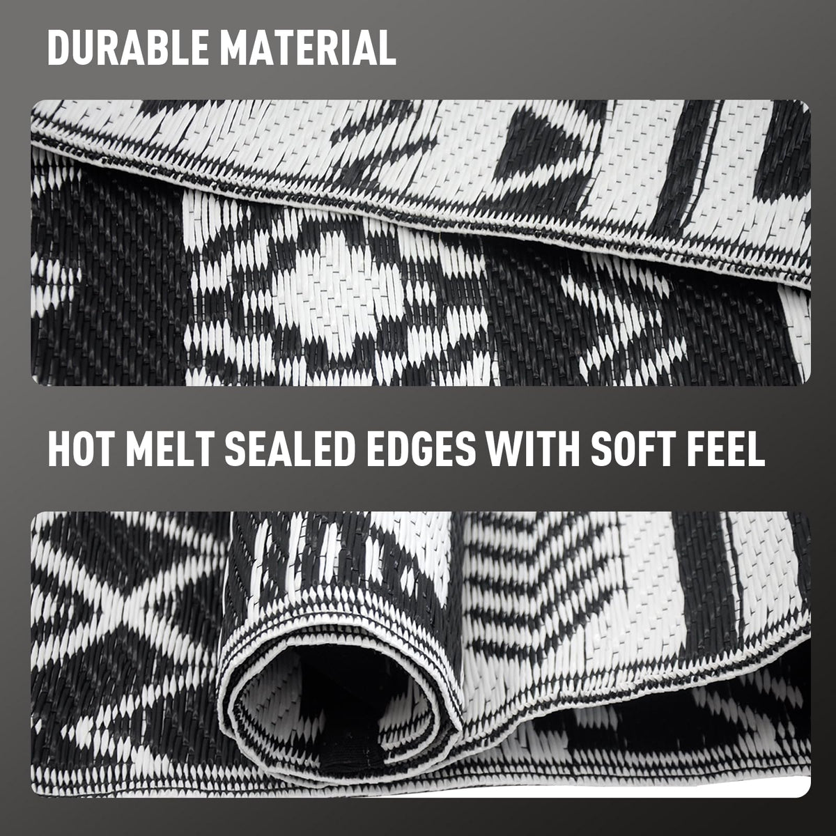 Black and White Vertical Stripe Outdoor Rug 4x6 ft Waterproof Mat (Black & White / 4x6 Feet)