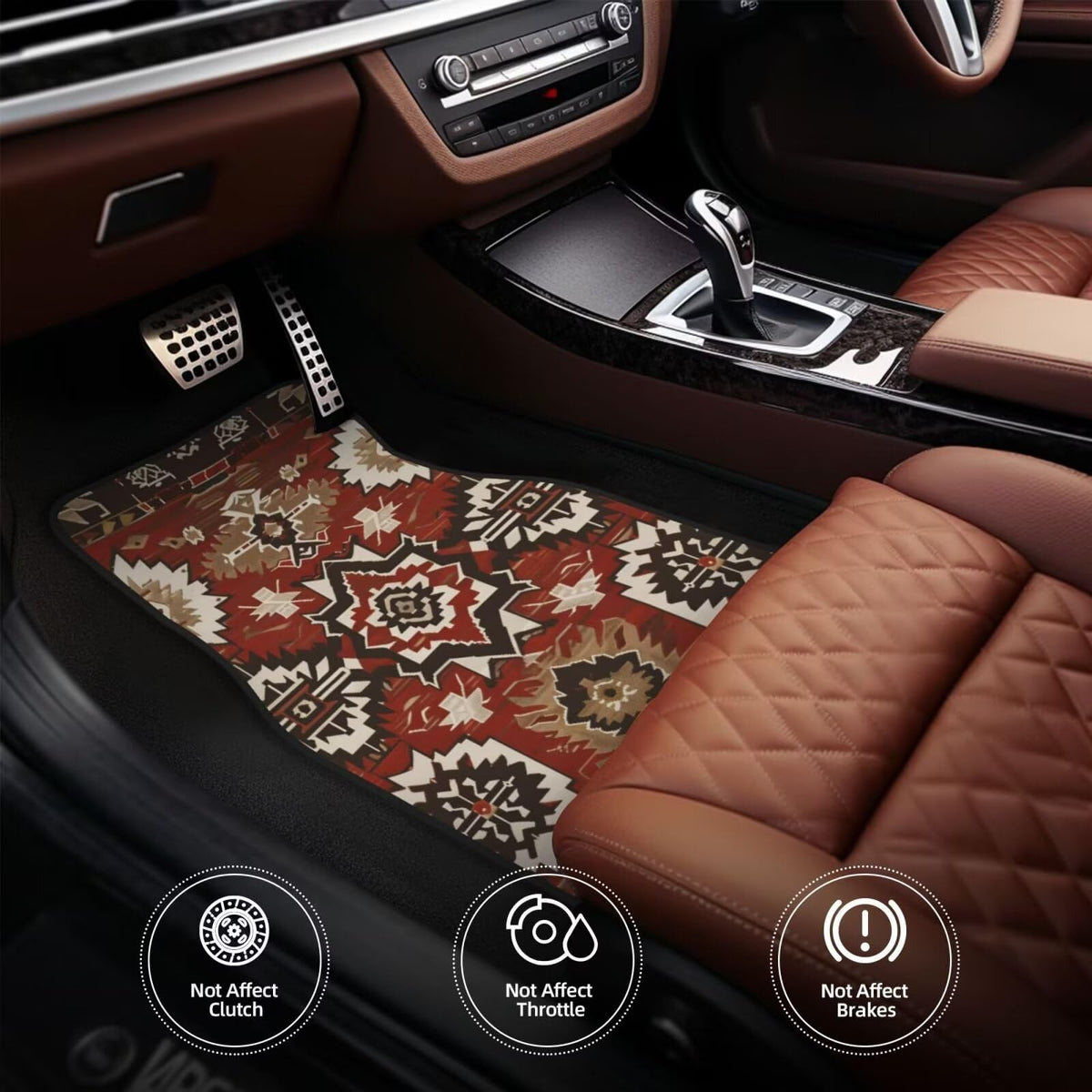 Automotive Floor Mats (Red Aztec)