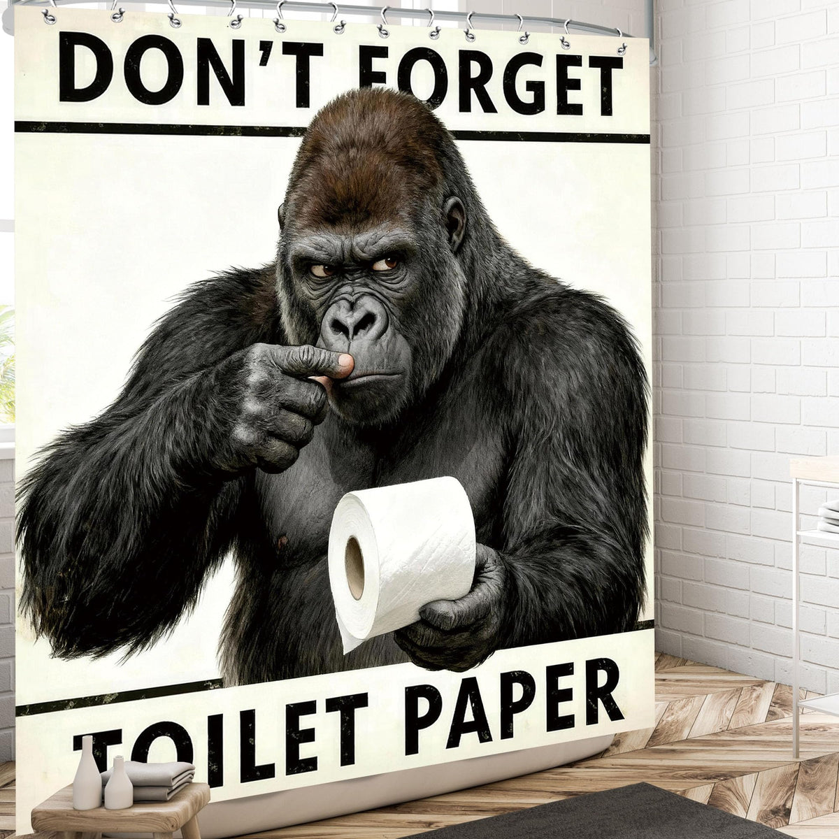 Funny Monkey Shower Curtain Men Gorilla Sasquatch Cool Fun Bathroom Decor (60"W x 72"L (Pack of 1) / Funny Gorilla)