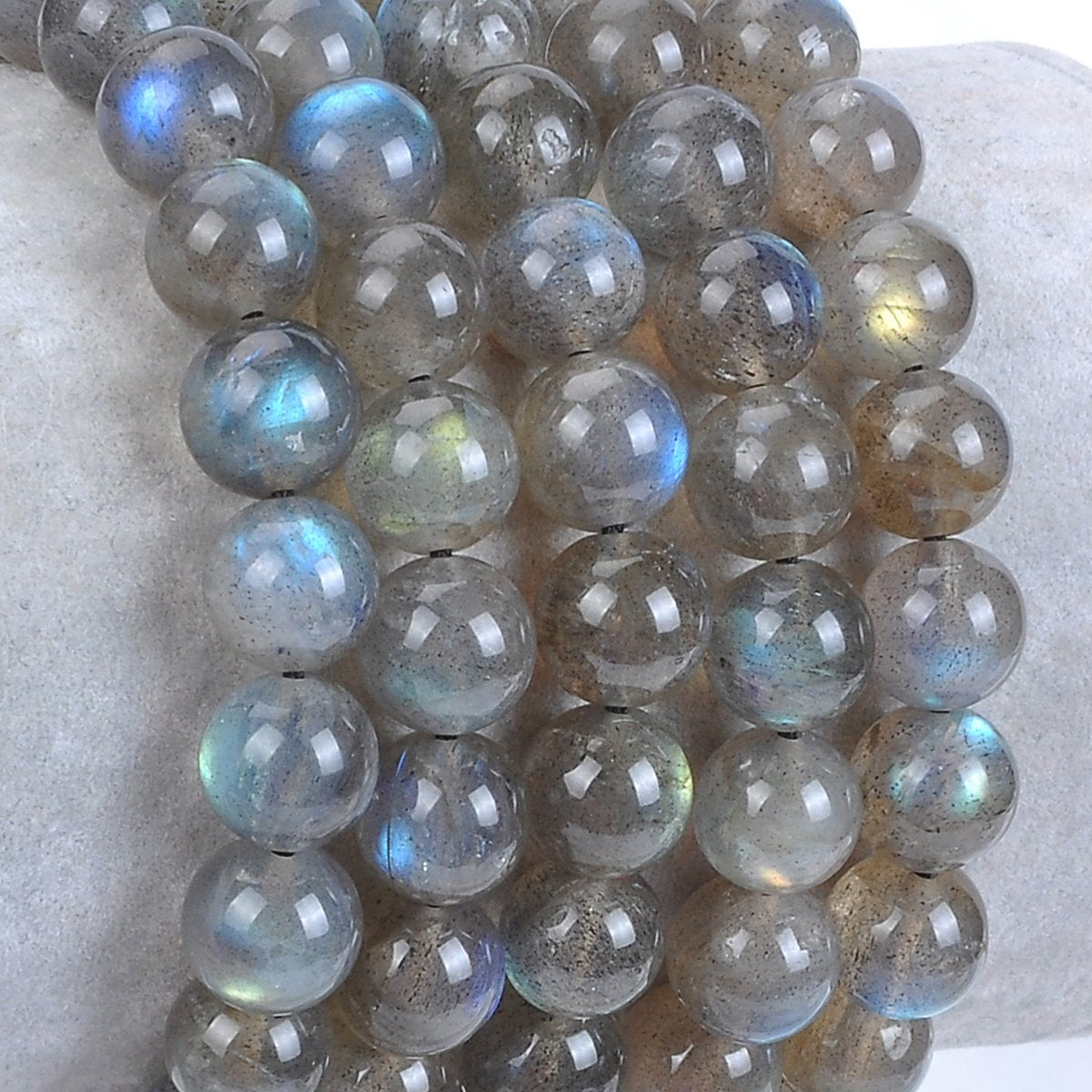 Natural Healing Power Gemstone Crystal Beads Unisex Adjustable Macrame Bracelets (Labradorite / 6mm)