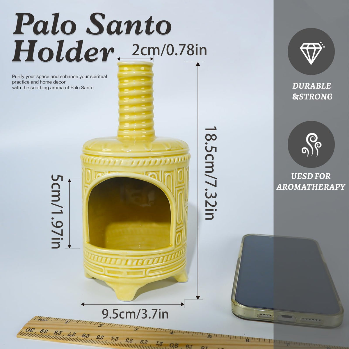 Yellow Ceramic Palo Santo Burner Holder (Retro Palo Santo Holder-yellow)