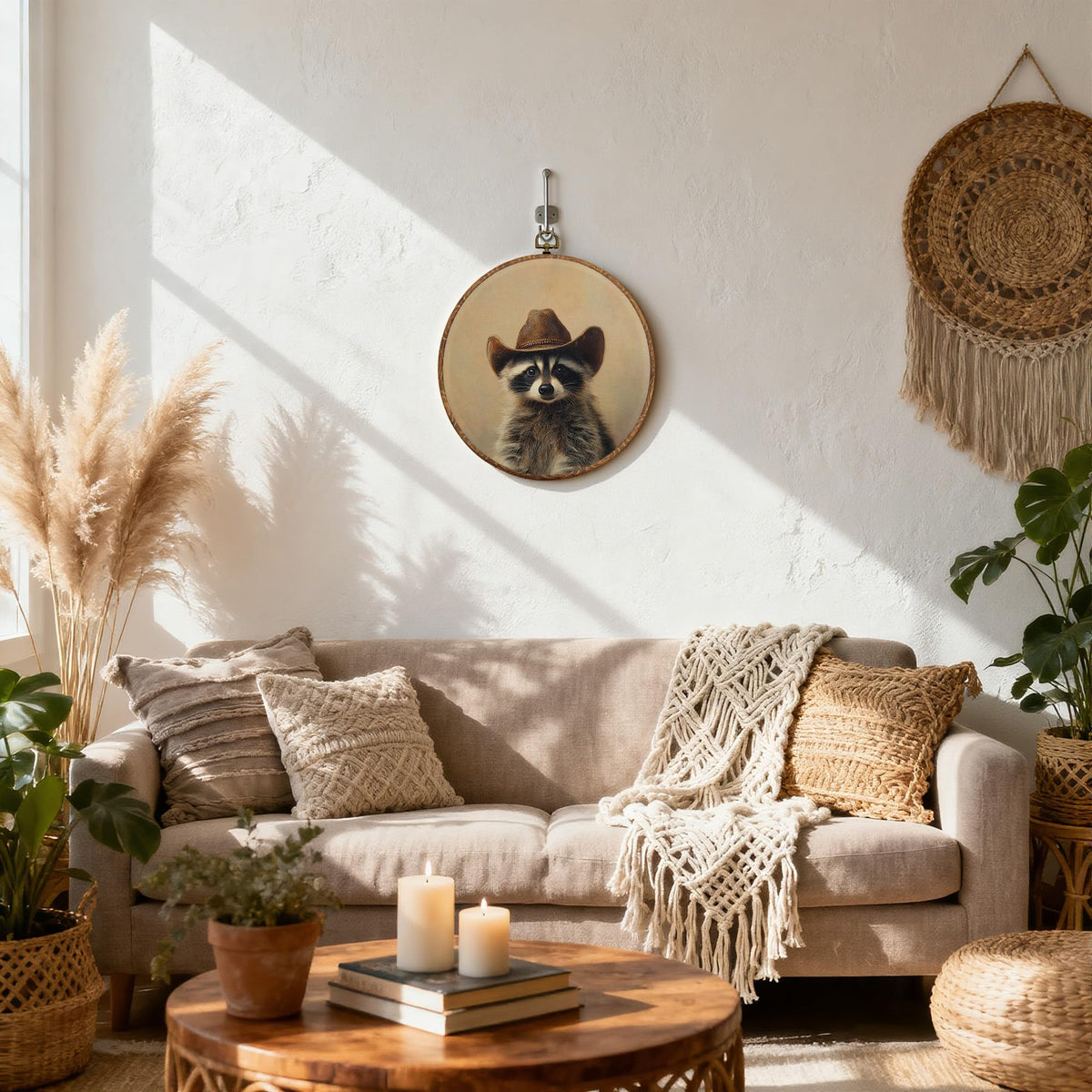 Vintage Raccoon Round Wall Art (08Child)