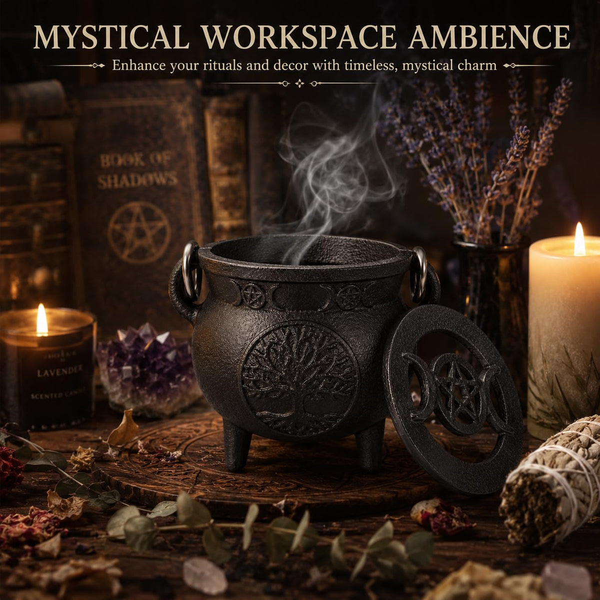 Tree of Life Cast Iron Cauldron with Handle (Tree of Life)