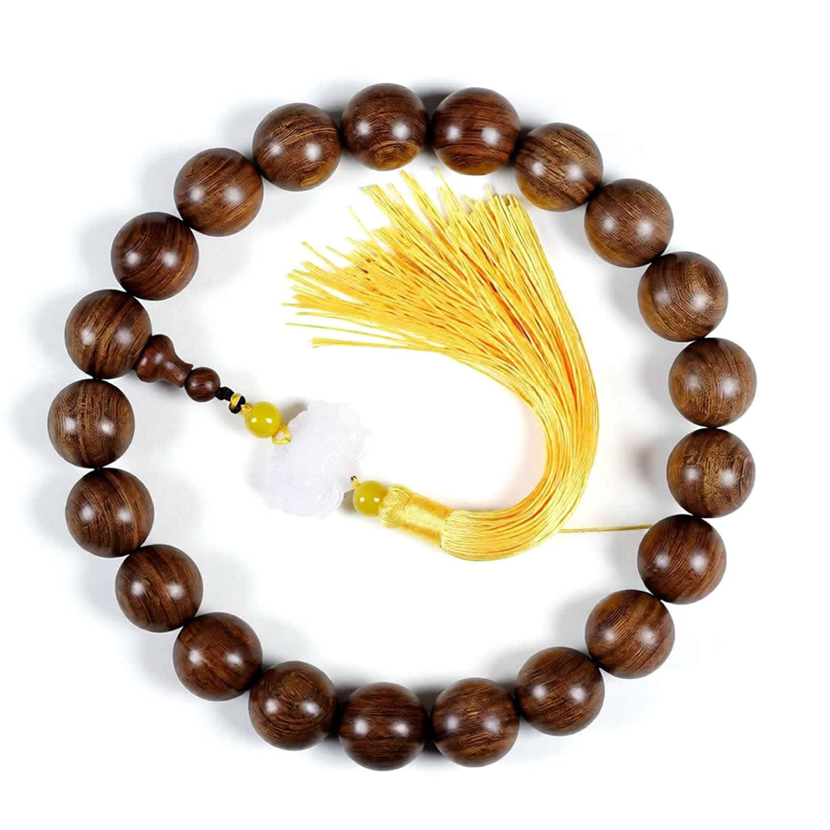 Unisex Natural Silkwood Tibetan Buddhism Meditation Prayer Bead Necklace Japa Mala Beads Bracelets (20mm 21 Beads Boutique)