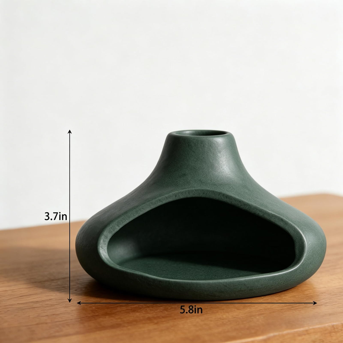 Ceramic Palo Santo Holder with Mini Chimney (Dark Green)