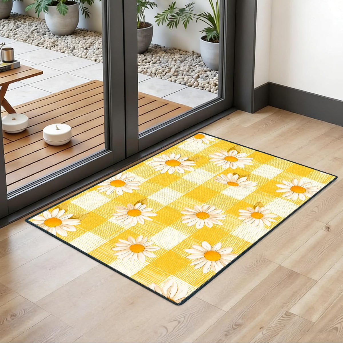 2x3FT Yellow Gingham Daisy Area Rug (#7 / 2' x 3' (Rectangular))