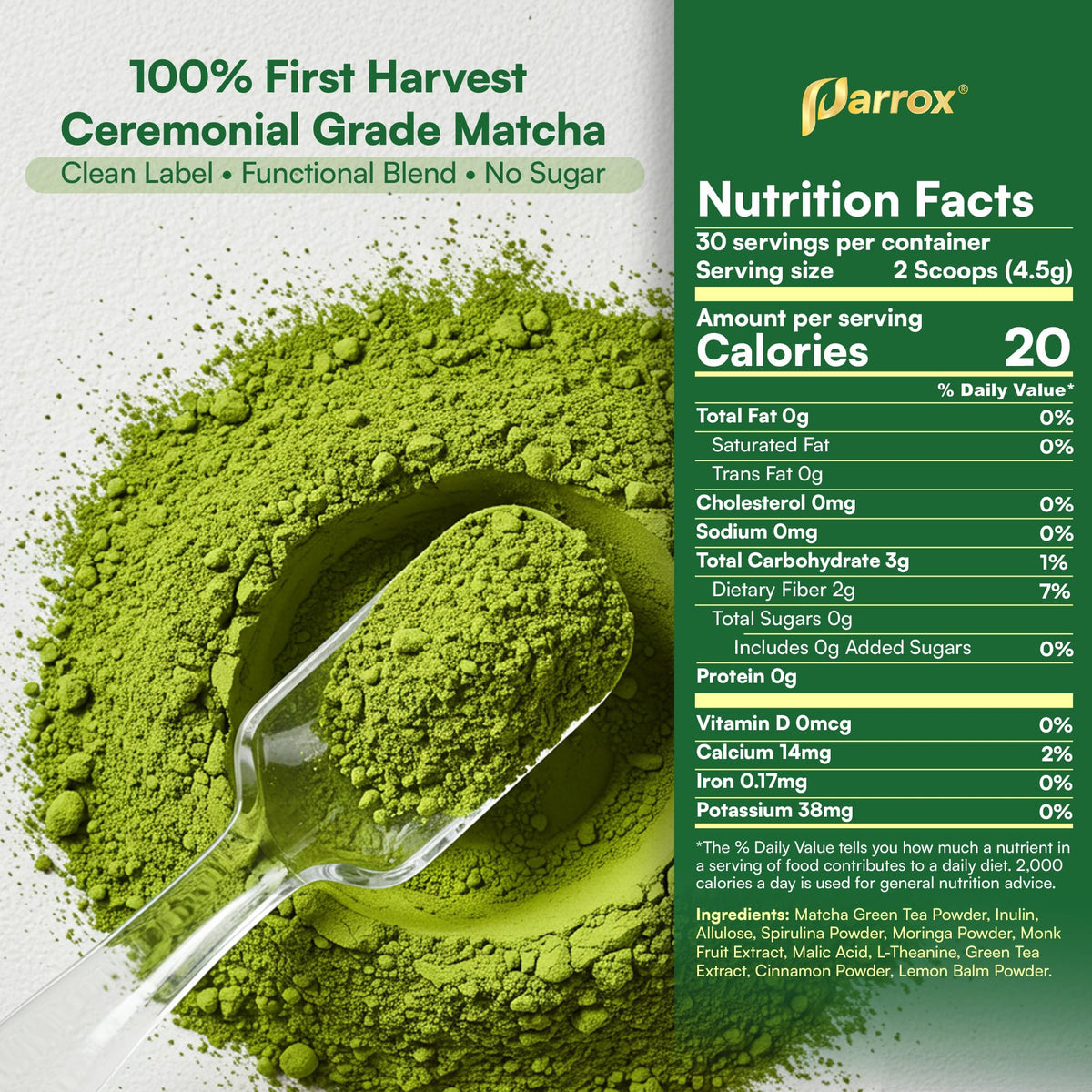Ceremonial Grade Matcha Powder with Moringa & L (Pack of 3)
