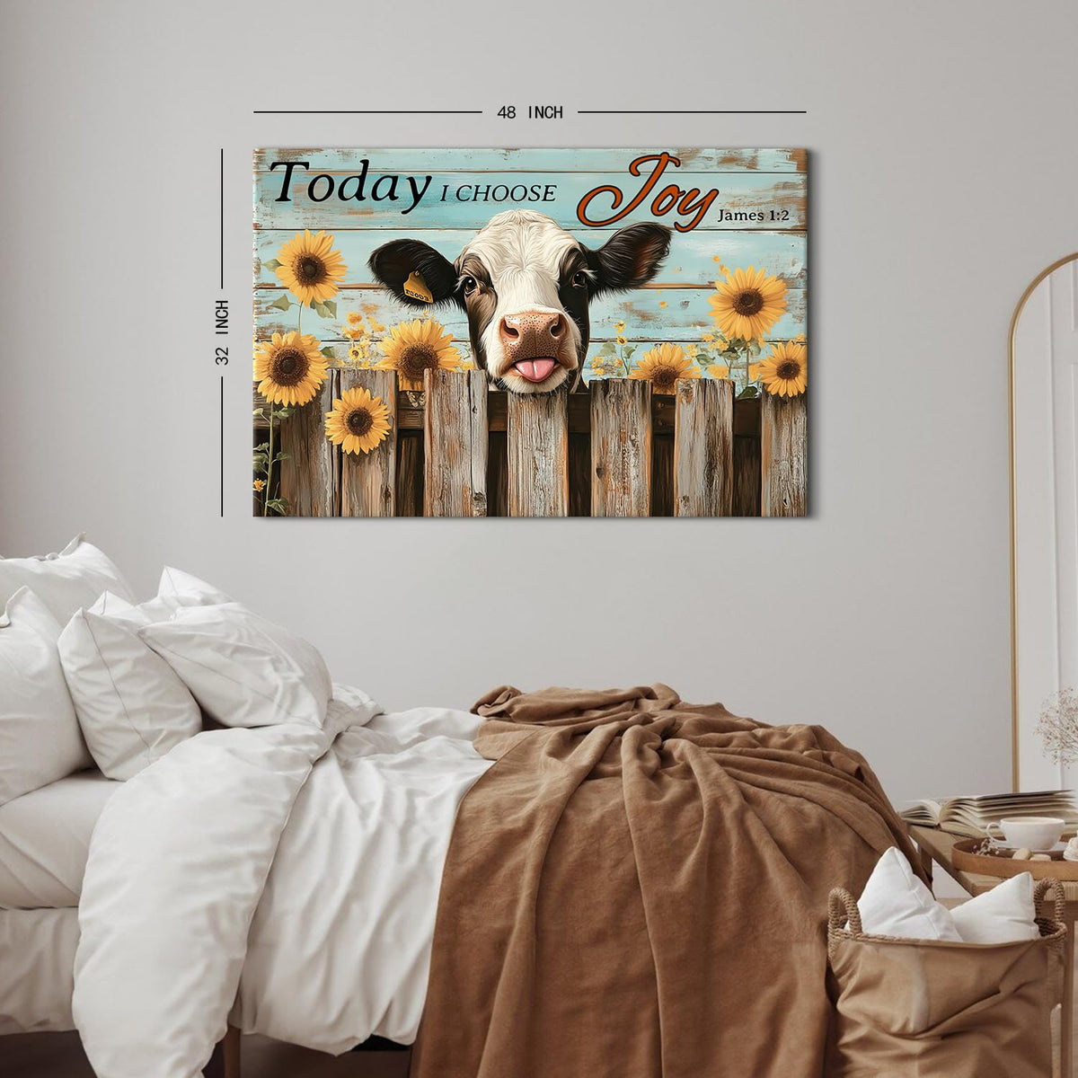 Vintage Funny Cow Canvas Wall Art for Living Room Bedroom Kitchen Decorations 32x48" (48"L x 32"W / Funny Cow01)