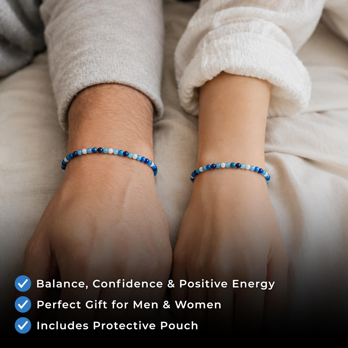 Lace Agate Blue Bracelet 4mm Beaded Bracelet (Lace Agate Blue / Small)