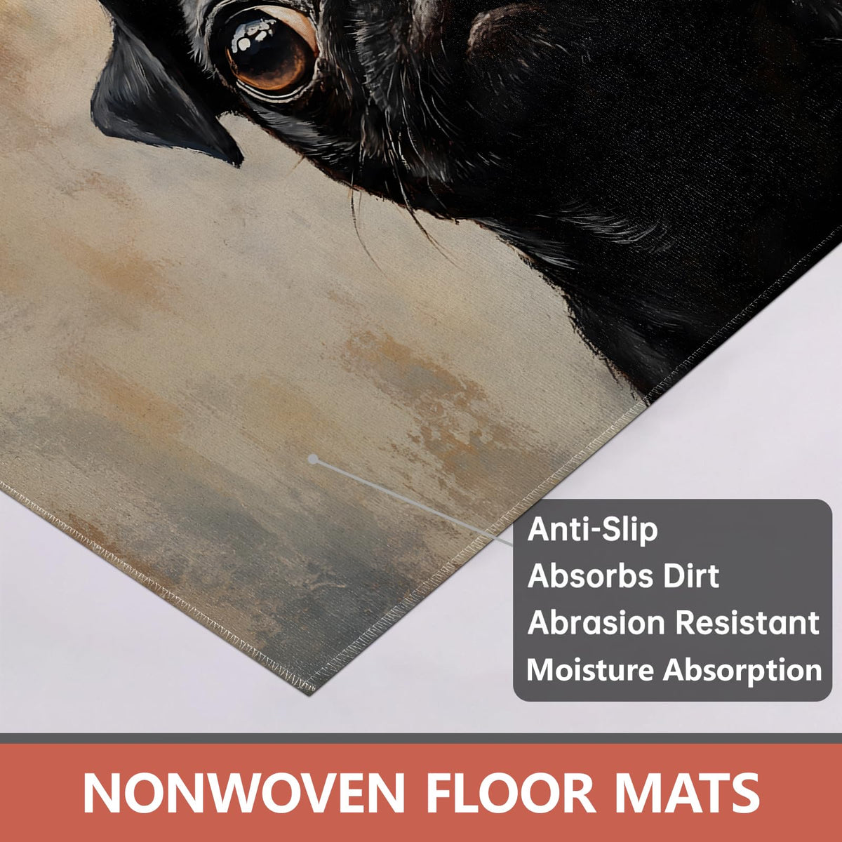 Black Pug Doormat Rug for Entryway (Black Pug)