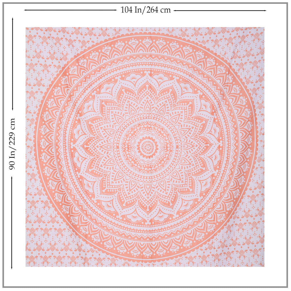 Rose Gold Ombre Tapestry Wall Hanging Mandala (Rose Gold / 85"L x 90"W)