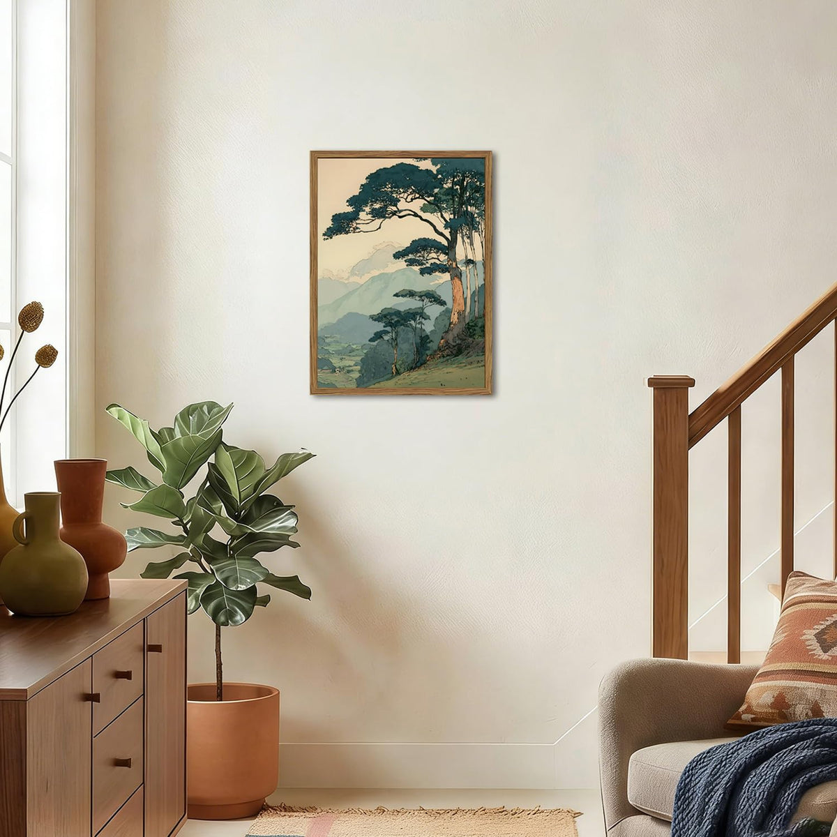 Vintage Japanese Forest Wall Art (16"L x 12"W / Tree-B)