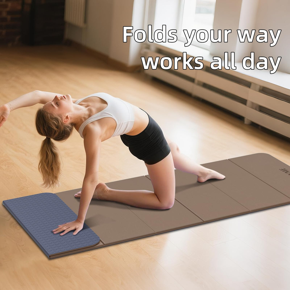 Foldable Yoga Mat (Champagne + Grape)