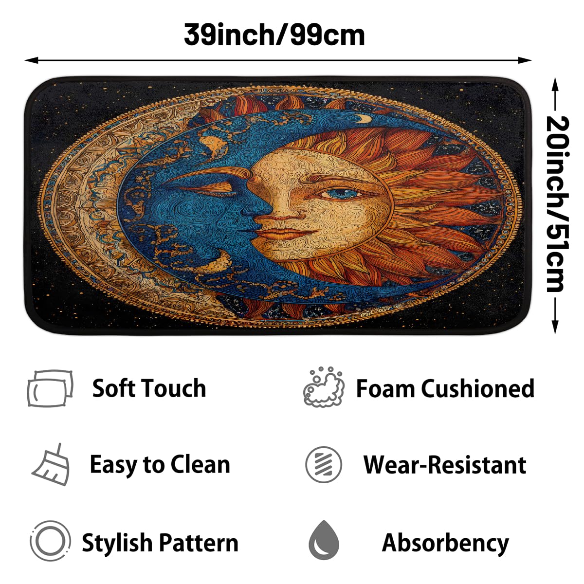 Moon Sun Kitchen Rugs Kitchen Mats Non Slip Floor Mat (Color 24)
