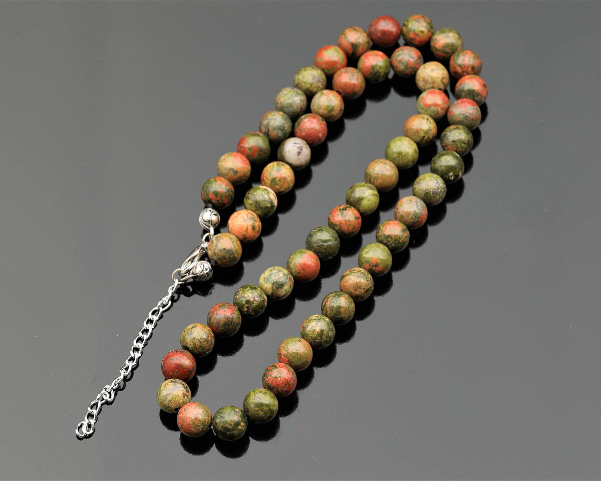 Natural Unakite Beaded Choker Necklace (Unakite / 32 Inches)
