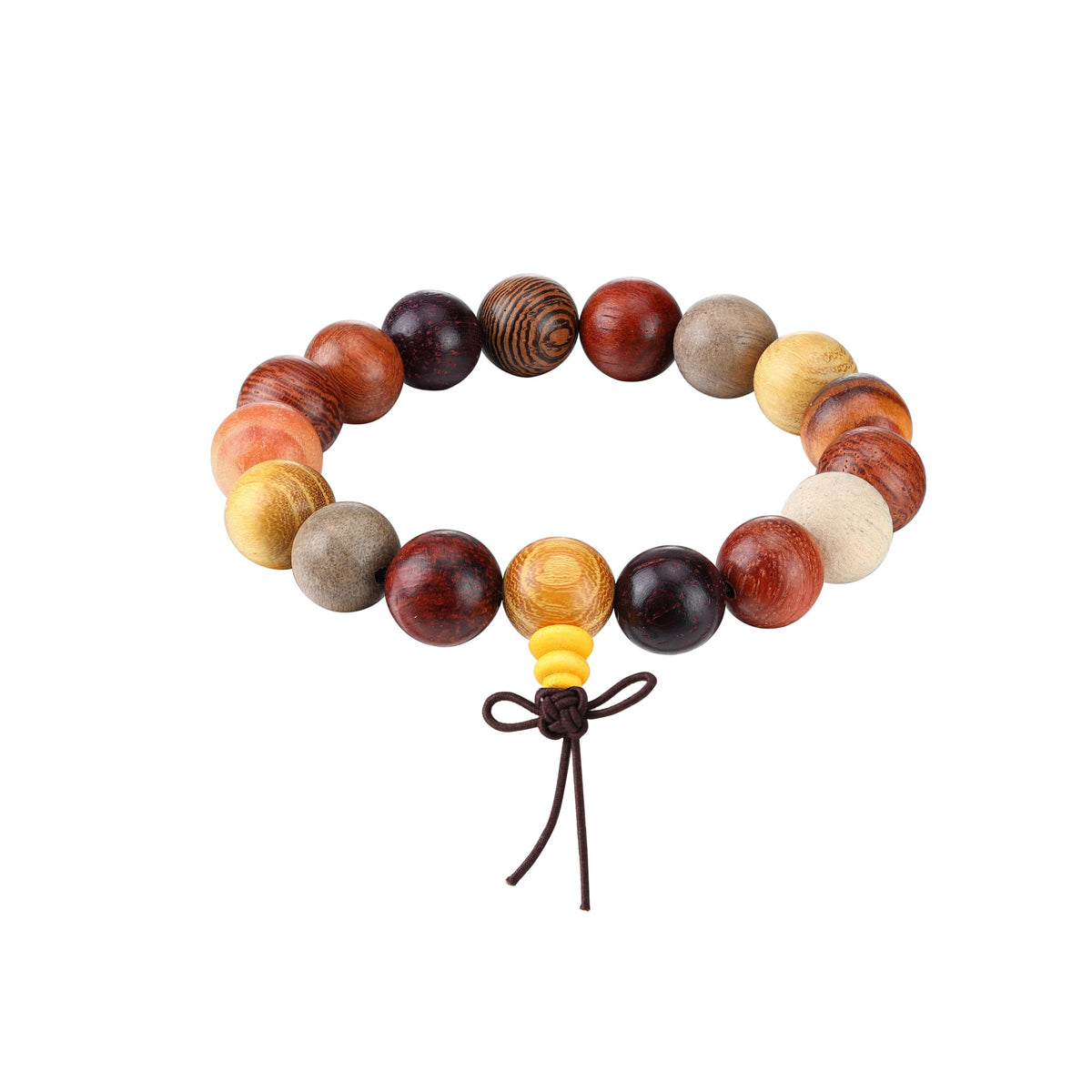 Wooden Beads Stretch Bracelets for Buddhist Prayer Mala Beads Wristlets for Man Woman (B3:10MM 8 Treasure Wood)