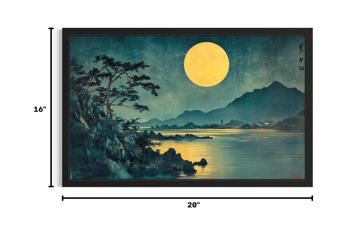 Moonlit Night Framed Wall Art Print Poster (Moonlit Night / 20"L x 16"W)