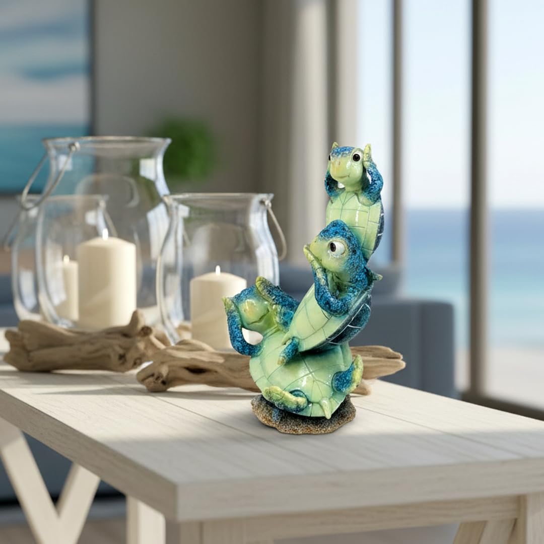 9 Inch Sea Turtle Statue (Blue3)