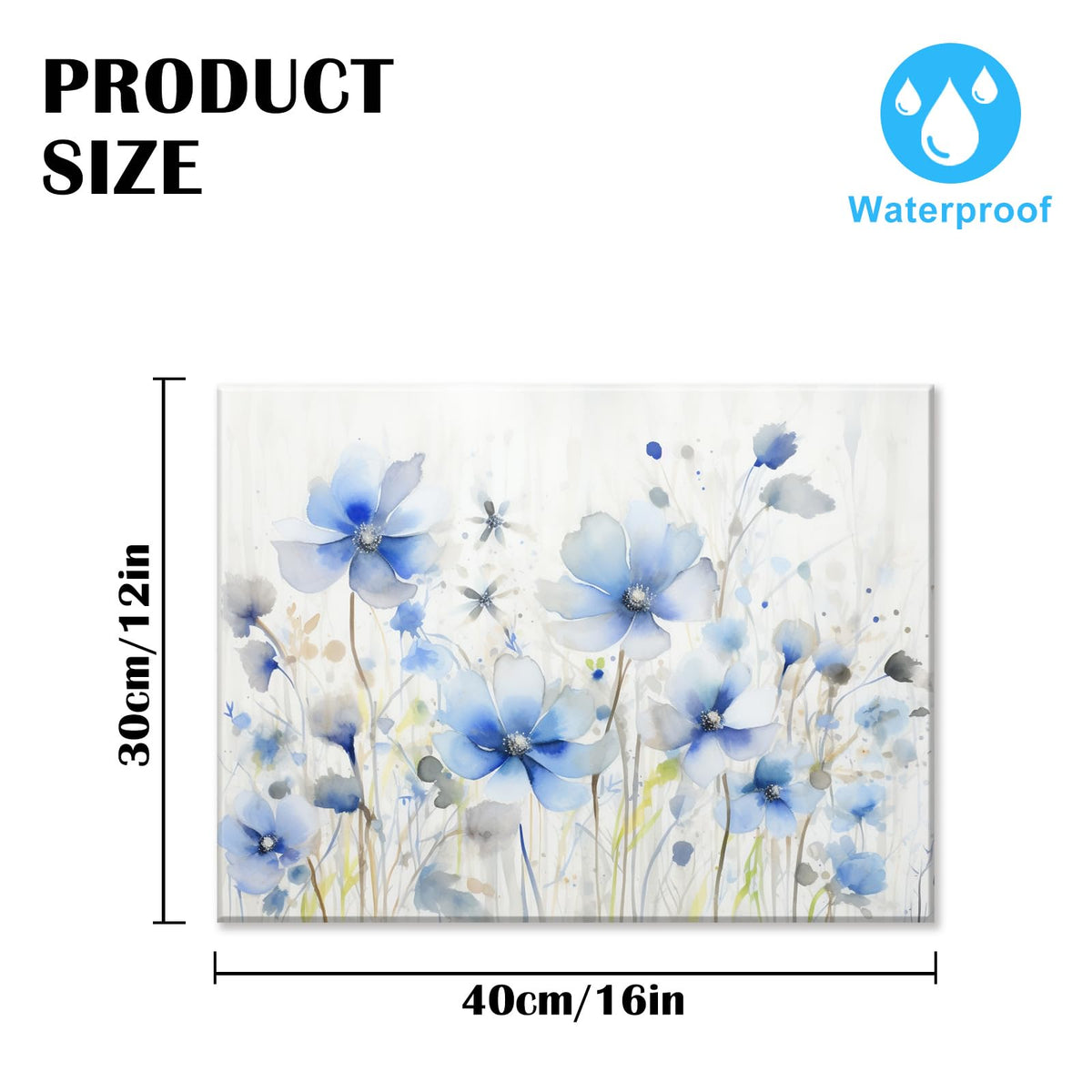Blue Flower Picture Modern Gallery Wall Decor Abstract Flowers for Teen Girl Bedroom Modern Bathroom Bedroom Living Room Framed Ready To Hang 12x16 inches (16"L x 12"W / Blue Flowers)