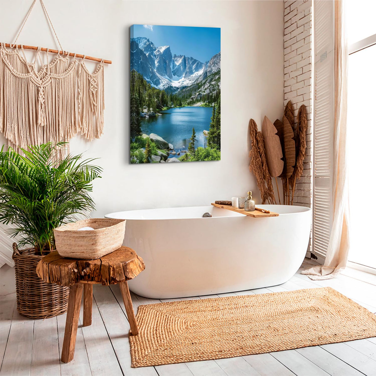 Nature Colorado Wall Art Mountain Wall Decor National Park Poster Modern Pine Trees Forest Lake Scenery Canvas Picture Prints Painting Photography for Living Room Office Artwork Home Decoration 24x36” (24"L x 36"W / RMNP08)