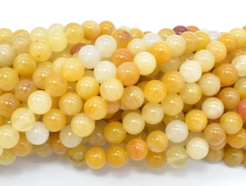 116 Pcs Yellow Jade Beads for Jewelry Making 6 MM Natural Jasper Gemstones Loose Stone Beads (Yellow Jade / 6MM, 116-120pcs)