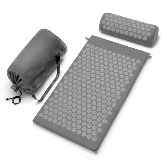 Sivan Acupressure Mat & Pillow Set for Back & Neck (Gray/Gray / Large)