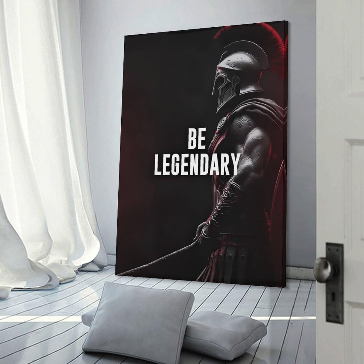 Be Legendary Spartan Warrior Motivational Print Canvas Printing Wall Art Prints Wall Decor Posters Dark Red Black Minimalist Stoic Gym Office Living Room Bedroom Decor 08x12inch (style-40 / 08x12inch(20x30cm) Frame)