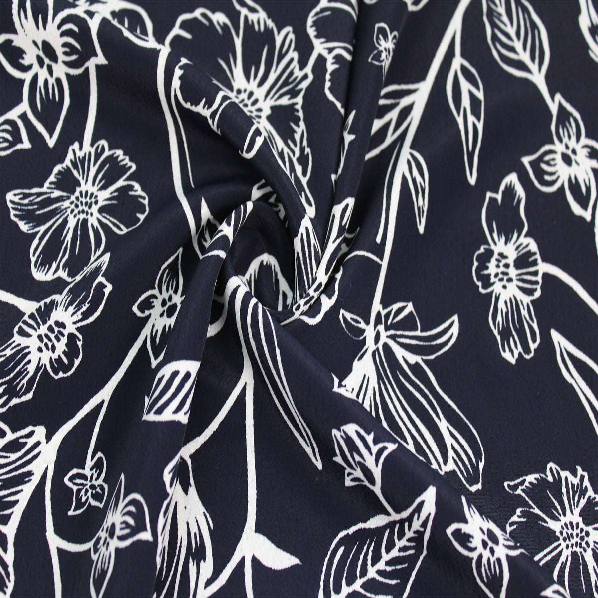 58" Wide Printed 100% Polyester Moroccan Fabric by The Yard (3 Yards / Navy Off White)