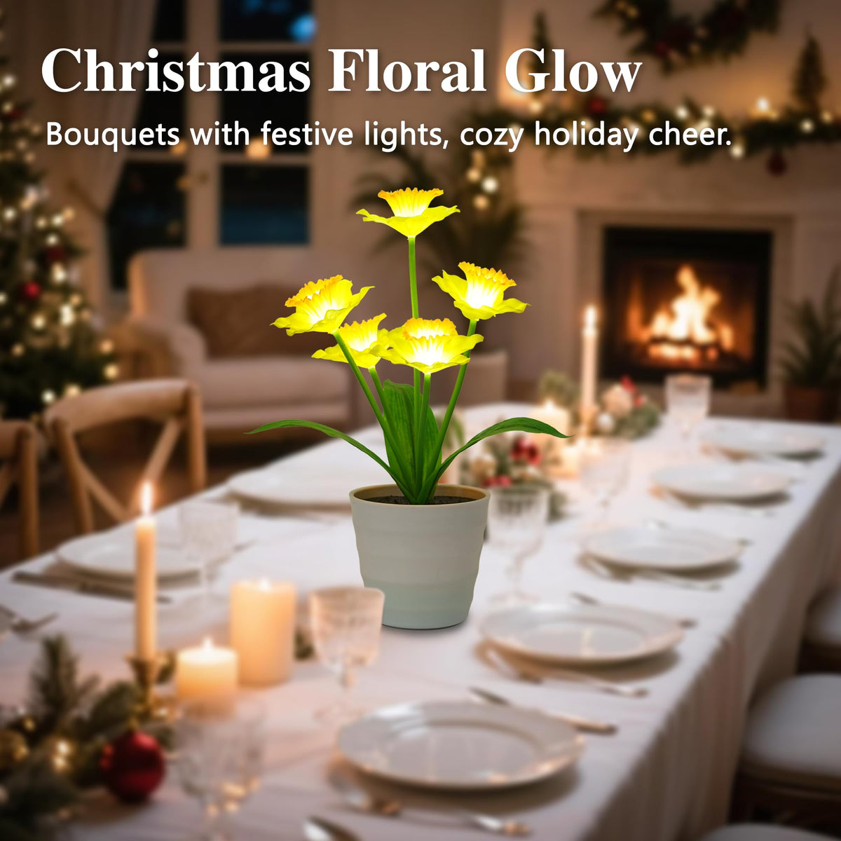 Artificial Daffodil Flower Night Light Gifts for Women Mom Grandma (Daffodil)