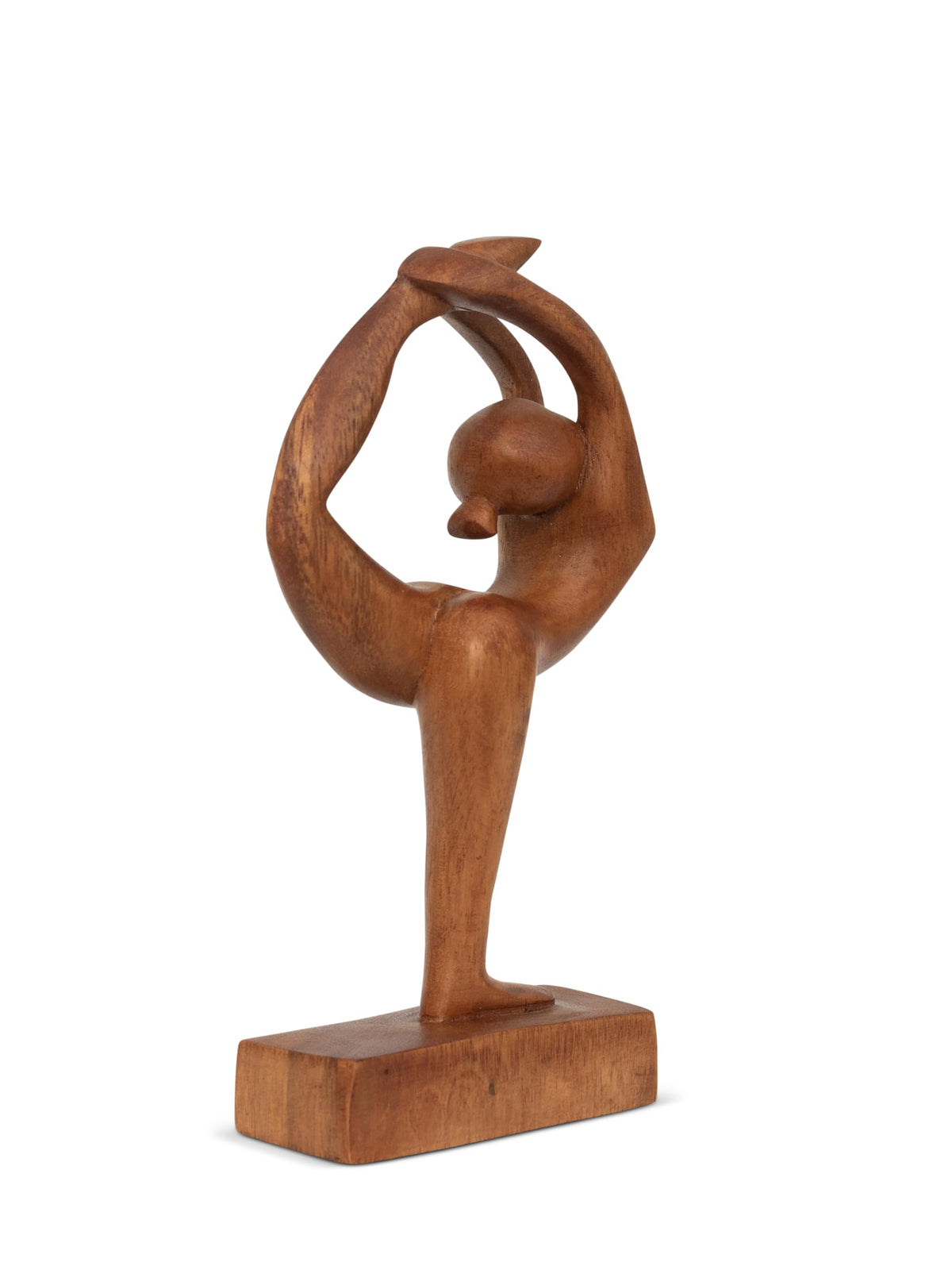 8" Wooden Handmade Abstract Sculpture Art Decorative Home Decor Handcrafted Figurine Accent Decoration Artwork Hand Carved (Dancer Pose - Both Hands Holding Foot)
