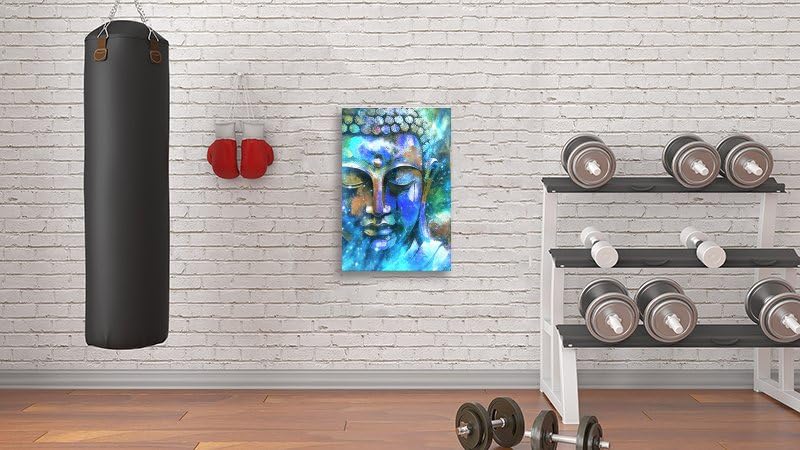 Blue Buddha Meditation Yoga Room Decor Hd Print Canvas Wall Art Spiritual Healing Gifts for Family and Friends Bedroom Room Zen Decor Framed 8"X12" (12"L x 8"W / Frame-8)