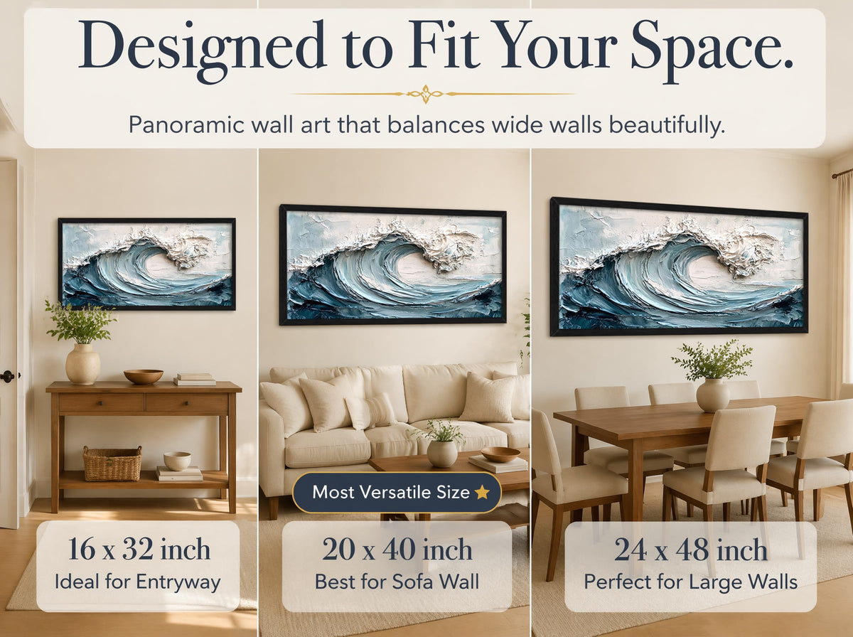 Large Abstract Textured Wave Wall Art (Textured Waves / 48"L x 24"W)