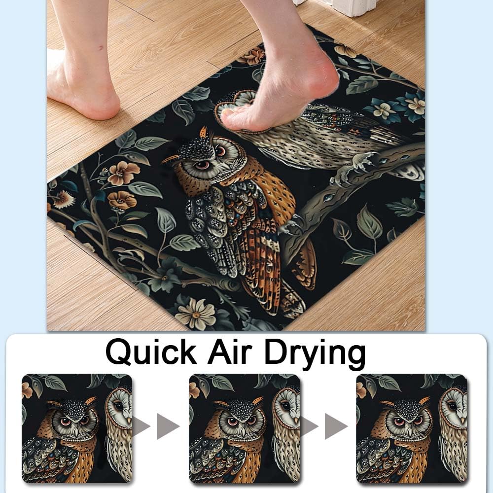 Bath Mat Bathroom Rug (Two Owls- / 20 x 31 inches)