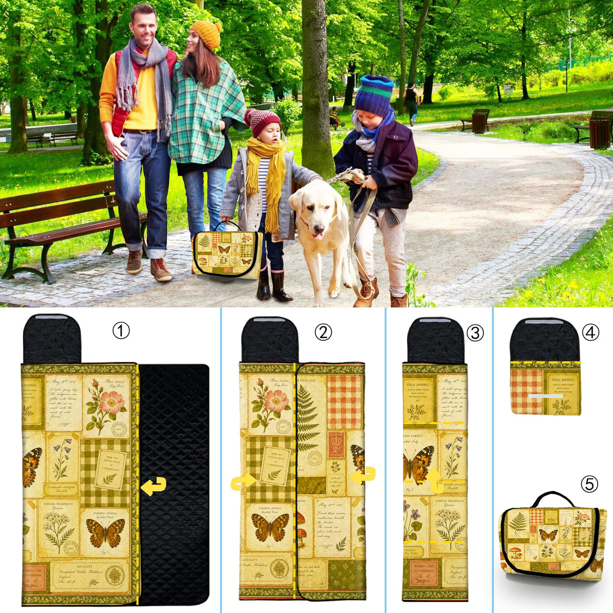 Extra Large Picnic Blanket Waterproof (Yellow)