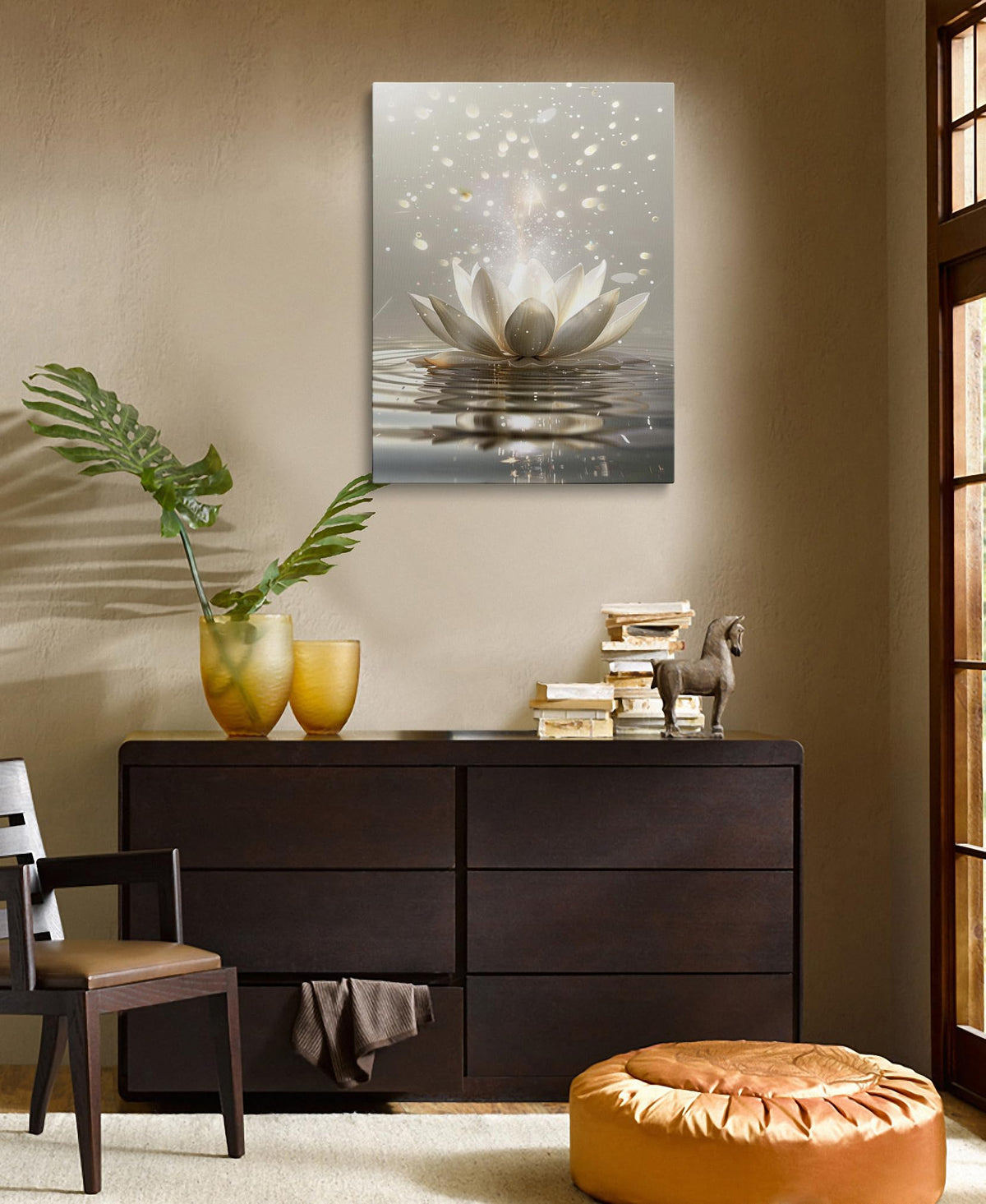 Zen Meditation Lotus Floral Canvas Wall Art Framed Plant Flower Picture Wall Decor Inspirational Prints Poster for Yoga Spa Living Room Bathroom Bedroom Home Artwork (Lotus Flower02 / 24"L x 16"W)