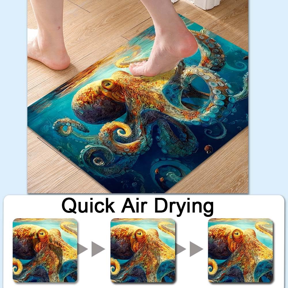 Bath Mat Bathroom Rug (Dancing Octopus / 16 x 24 inches)