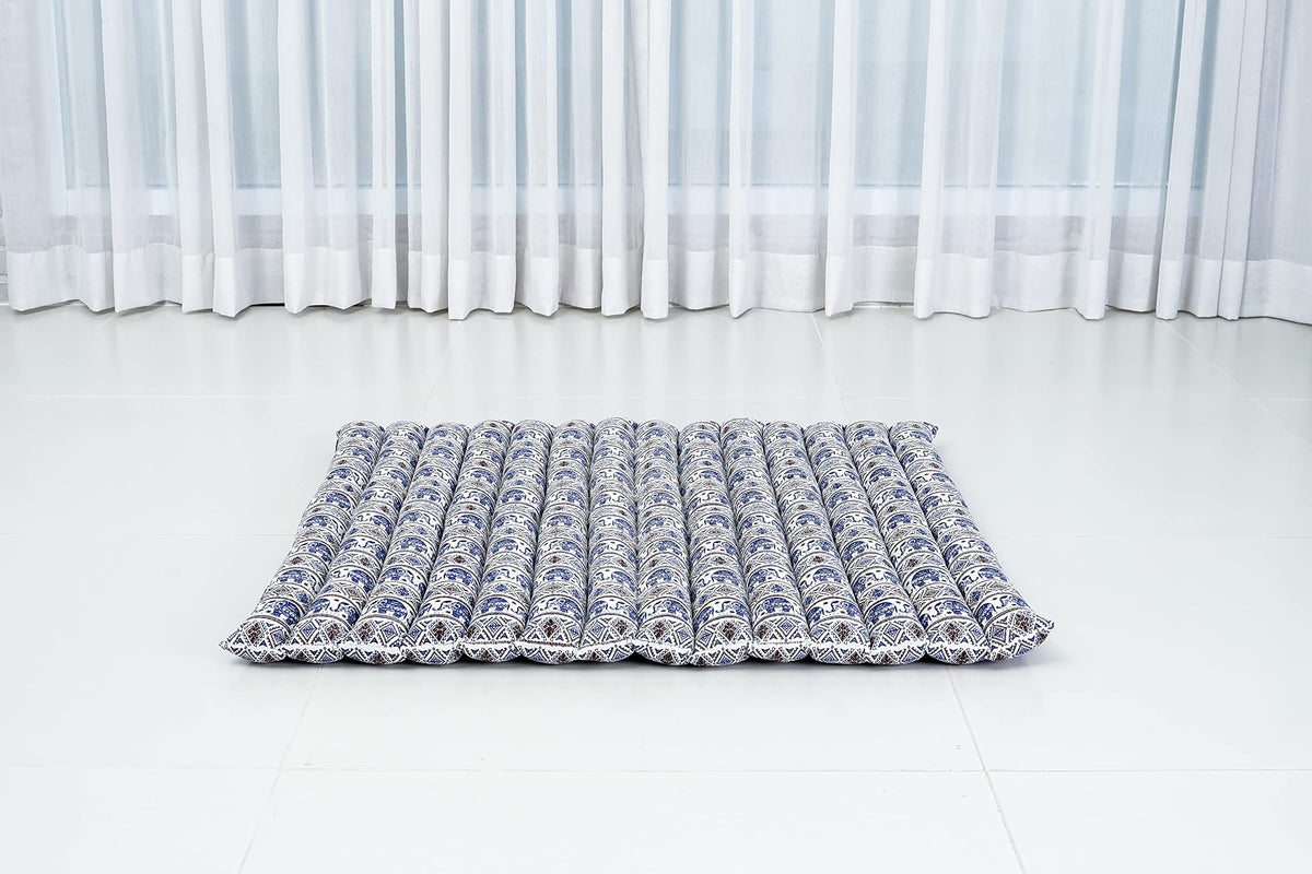 Meditation Cushion Zafu & Zabuton Set 28 x 28 inches Kapok Zazen (El1 - Blue)