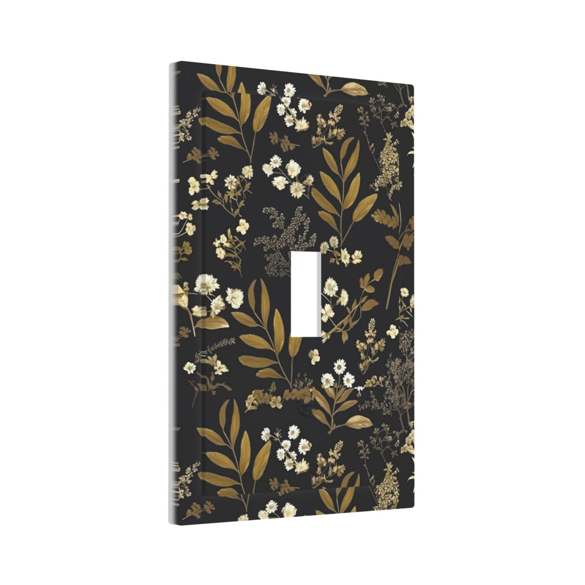 Black Gold Vintage Leaf Floral Decorative 1 Gang Light Switch Cover Single Toggle Switch Wall Plate Cover Electrical Switchplate Faceplat Room Decor (Black Gold Vintage Leaf Floral / Toggle Mid 1-Gang)